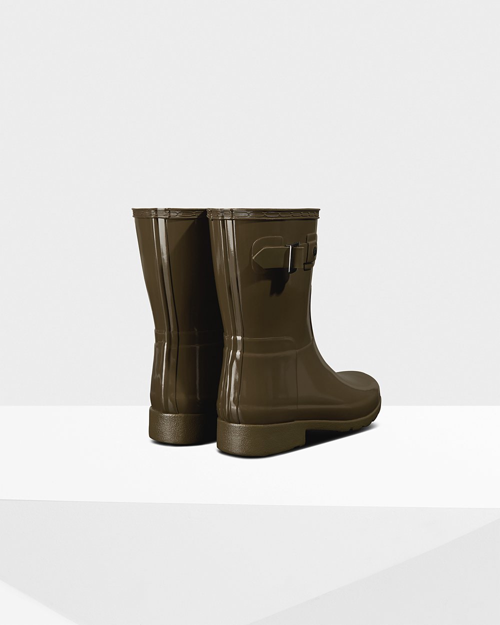 Womens Hunter Refined Slim Fit Gloss - Short Rain Boots Green - 7846-KZBXH